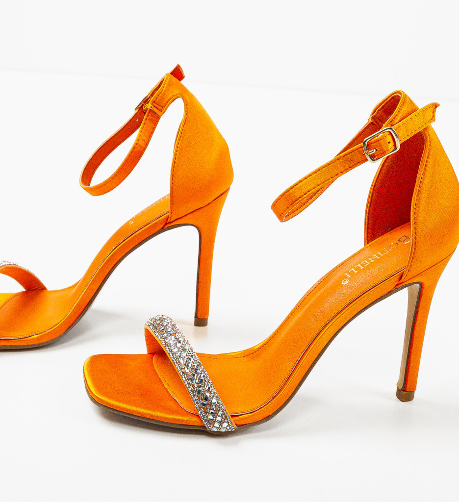 Sandale cu Toc Eteset Portocalii - Stil Elegant - imagine 6