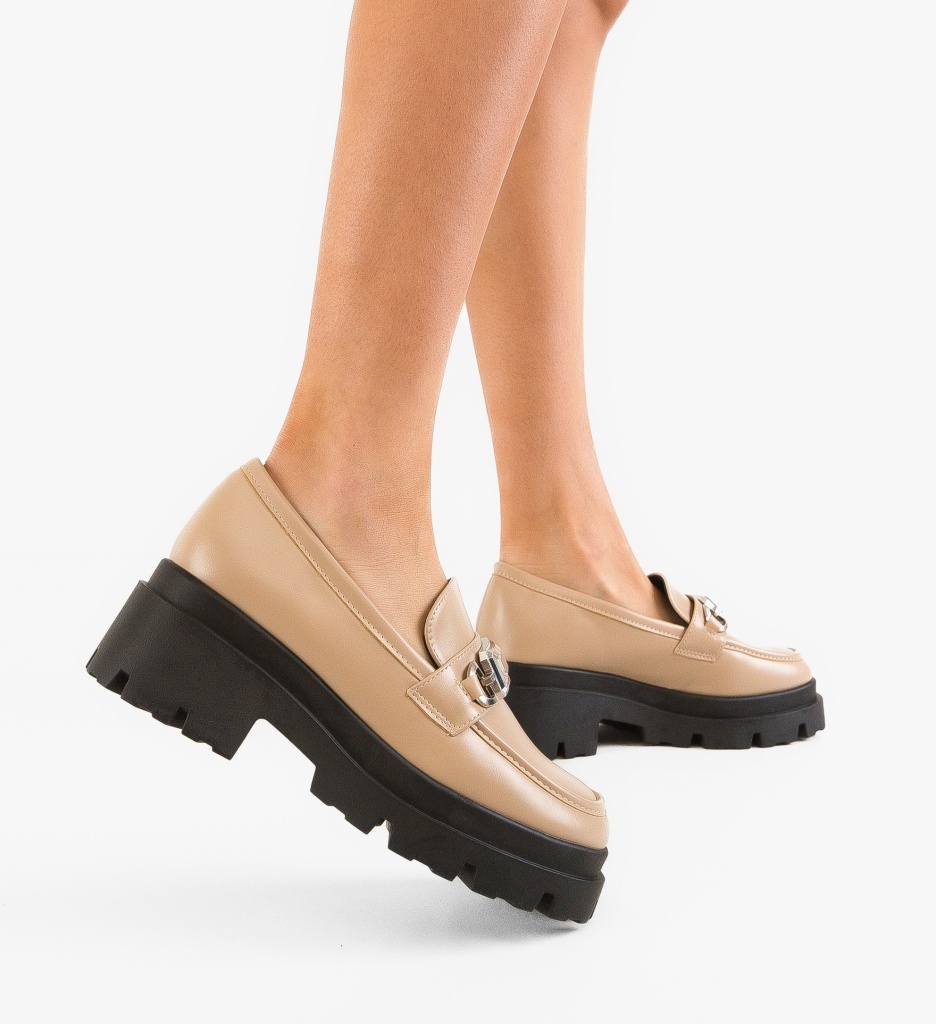 Pantofi Casual Dama Kajus Khaki - Confort Stil - imagine 2
