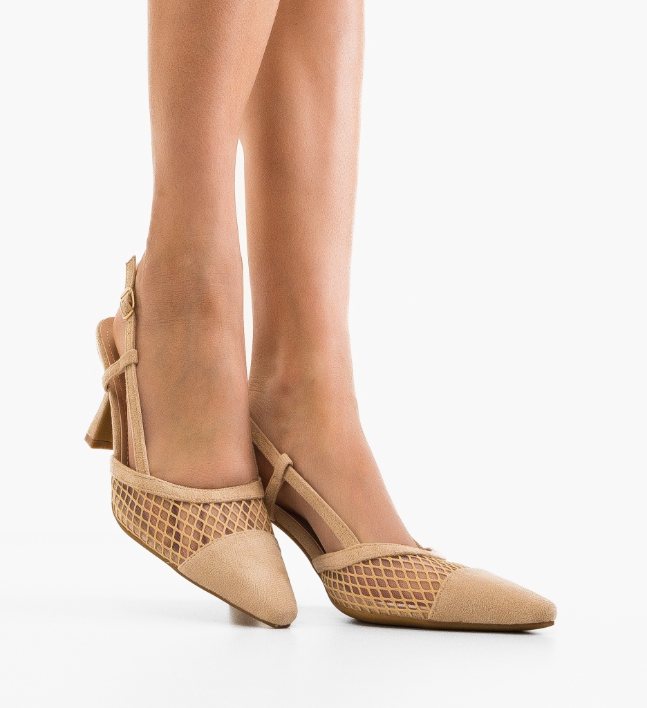 Pantofi Dama Felix Khaki Eleganți cu Toc