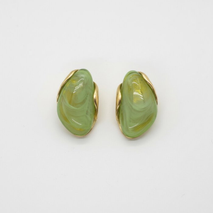 Cercei din otel inoxidabil verzi   Olive Glow,  , design statement