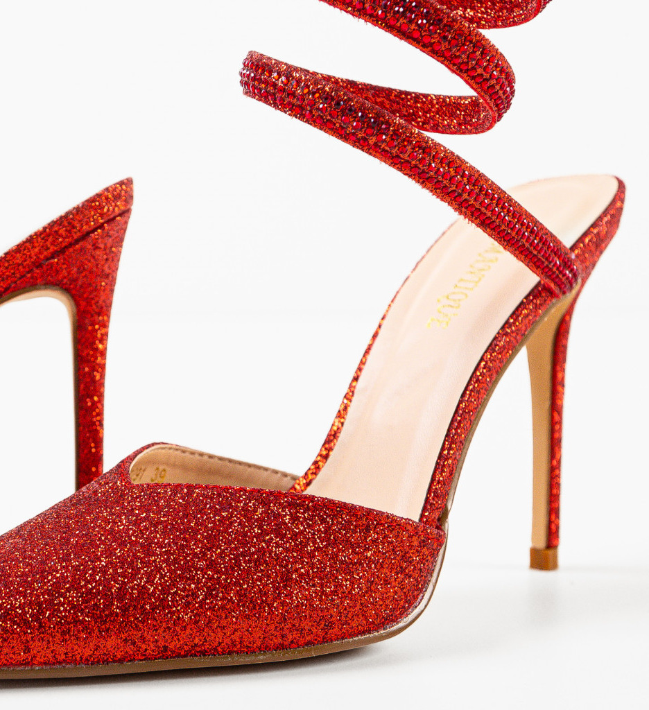 Pantofi Hallie Rosii cu Toc Eleganți - imagine 7