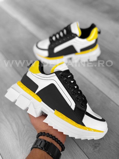 Adidași Casual Albi-Galbeni LM052 | Confort Maxim