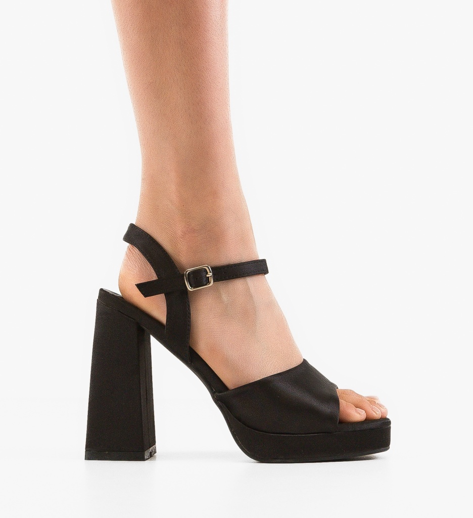 Sandale Palmer Negre Elegante cu Toc - imagine 6