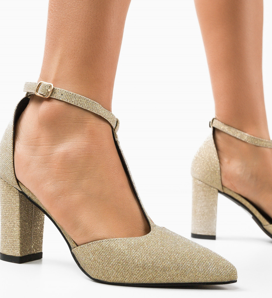 Pantofi Dama Select Aurii - Eleganță Strălucitoare - imagine 2