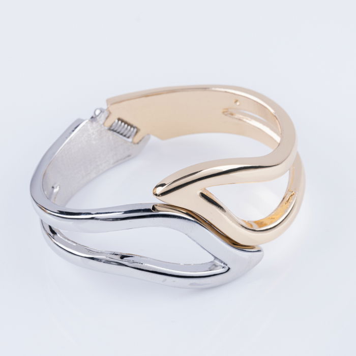 Brățară Shopika Argintiu/Aur Frunză Stilizată