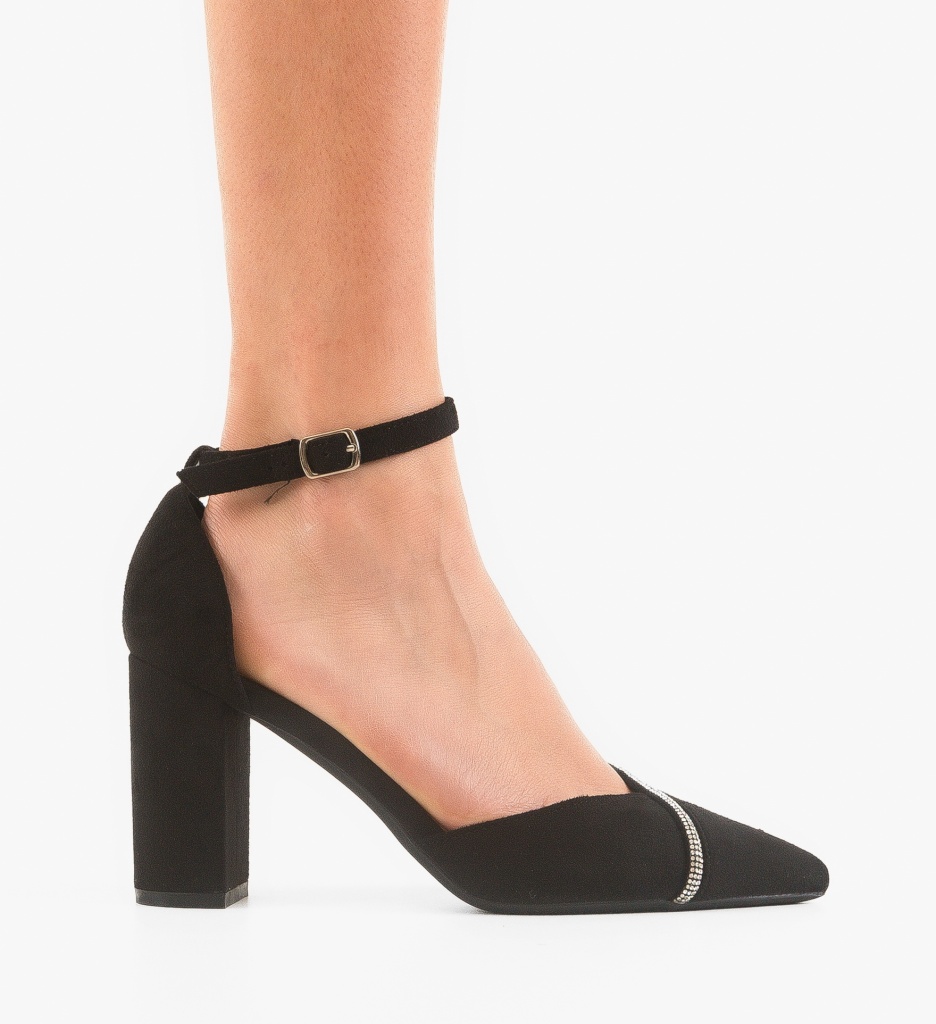 Pantofi Cemere Negri Eleganți cu Toc - imagine 5