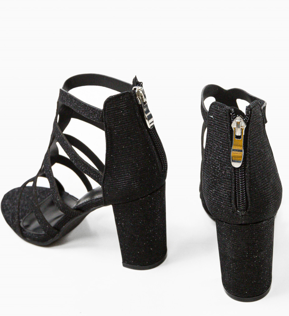 Sandale Hoshino Negre cu Toc Elegant - imagine 8