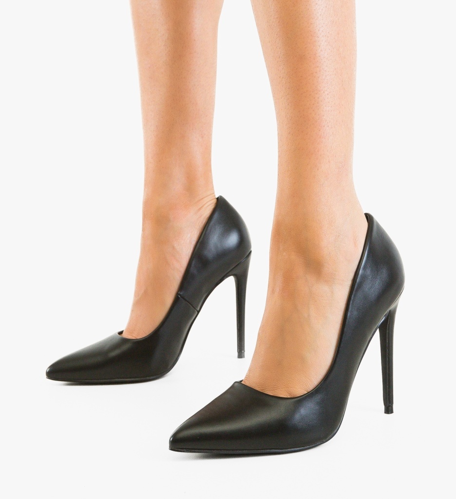 Pantofi cu Toc Lewer Negri | Eleganță la Fiecare Pas