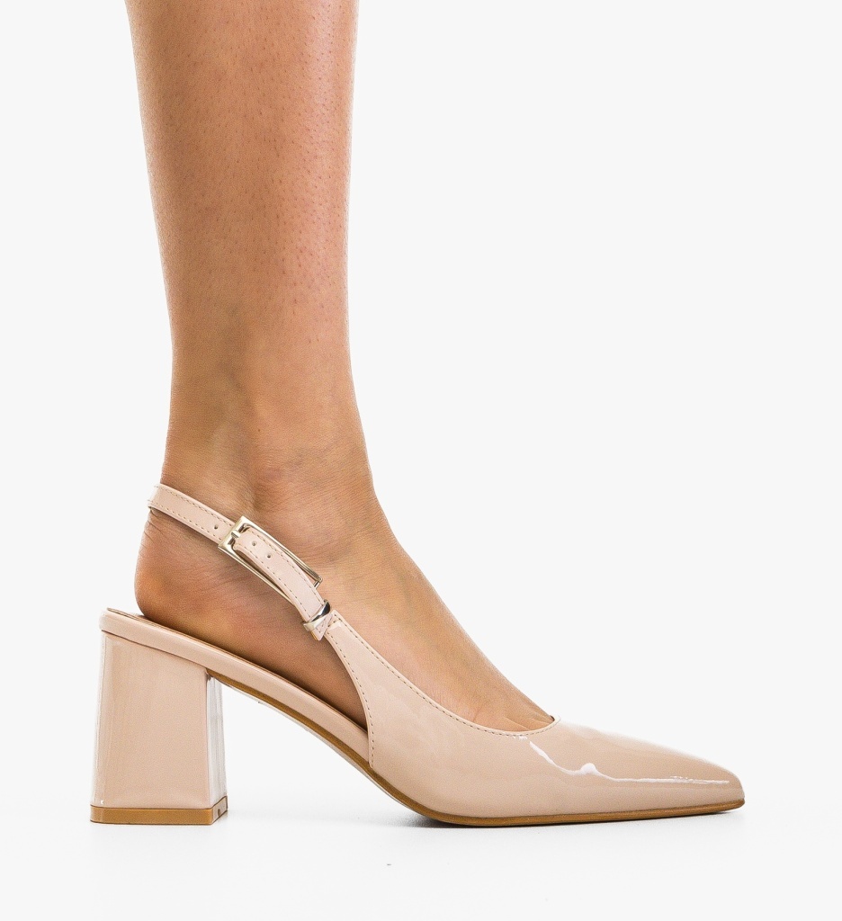 Pantofi dama Kan Bej eleganți cu toc - imagine 4