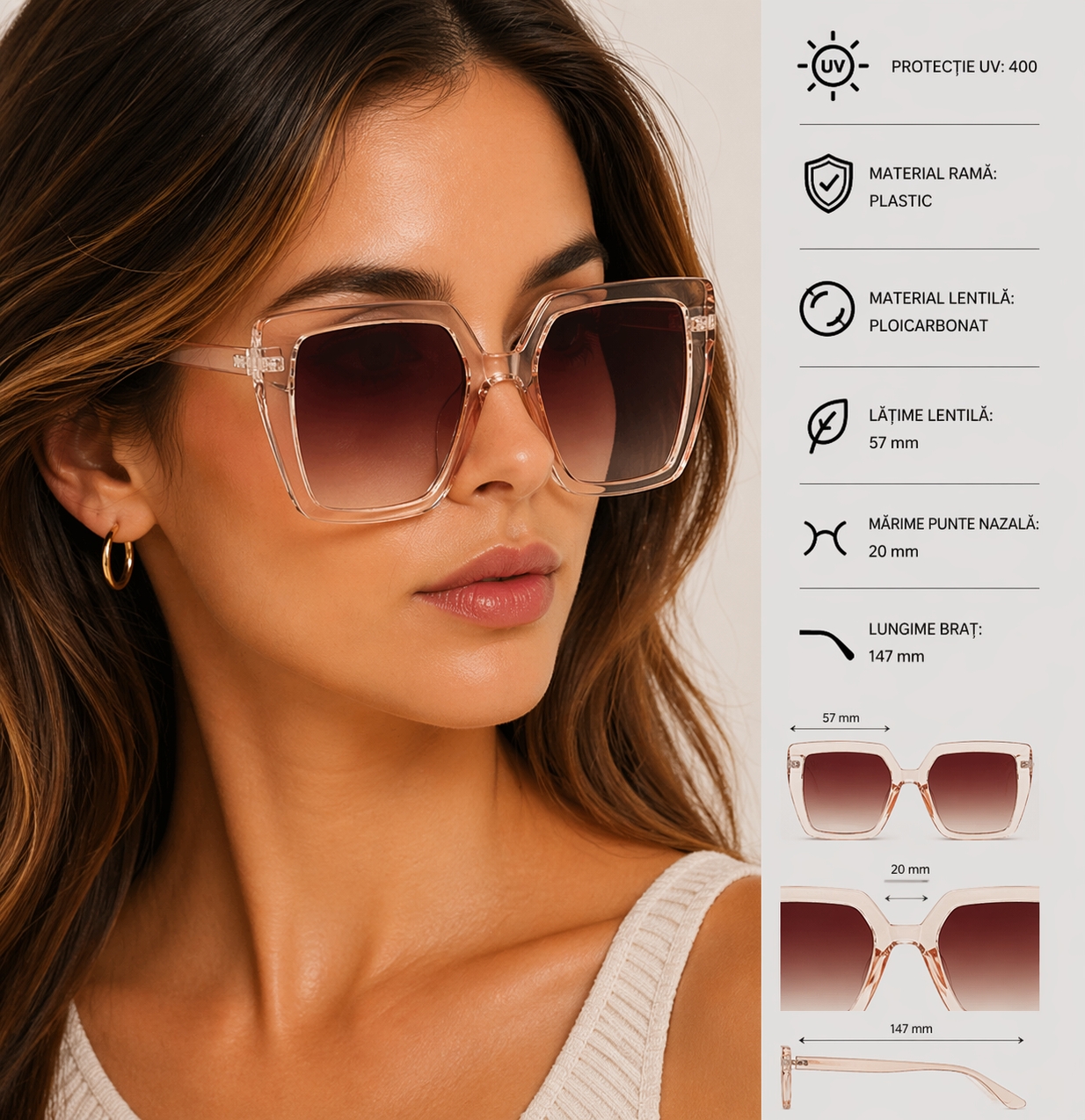 Ochelari Soare Picadili SG111 Crem UV400 - imagine 2