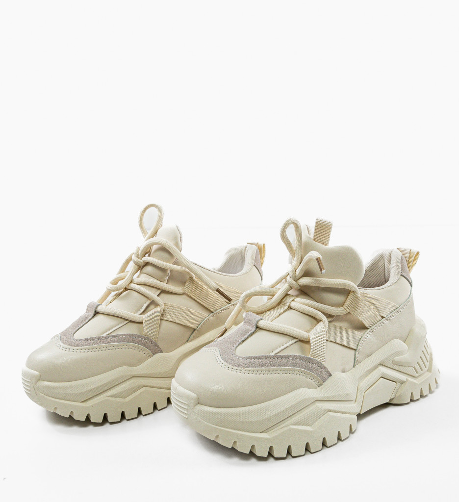 Sneakers Dama Bej Harding | Confort Zi de Zi - imagine 5