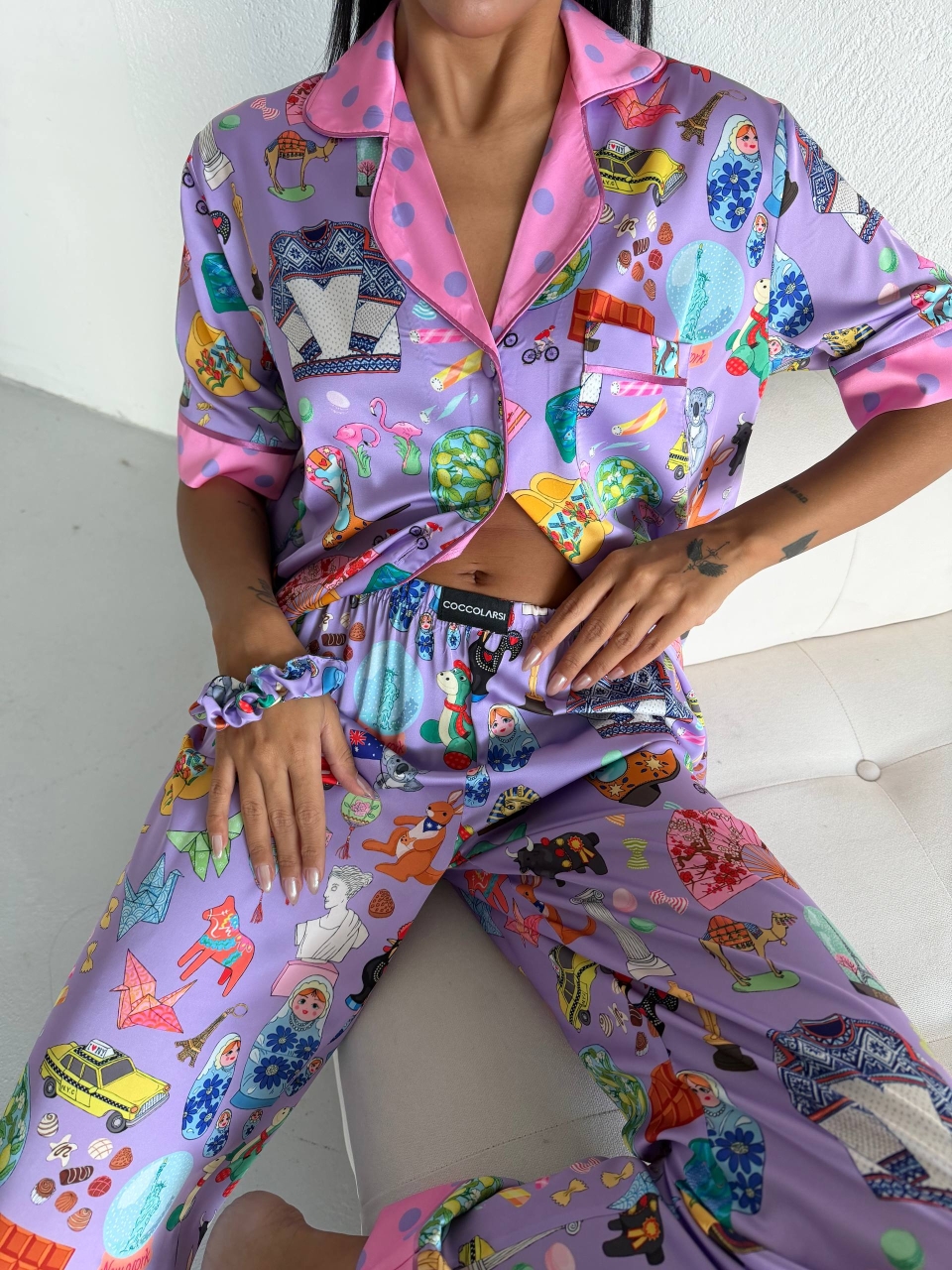 Set Pijama Dama 2 Piese Delis Satin Mat - imagine 6