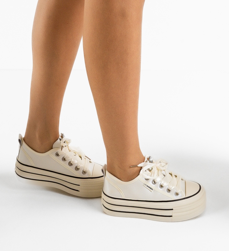 Sneakers Banner Dama Albi - Confort și Stil