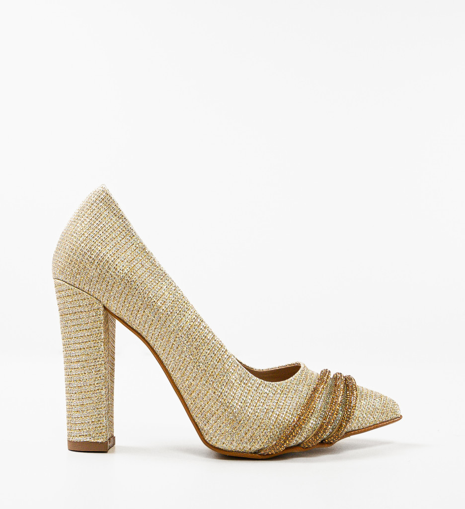 Pantofi cu Toc Aurii Jusyne | Eleganți - imagine 5