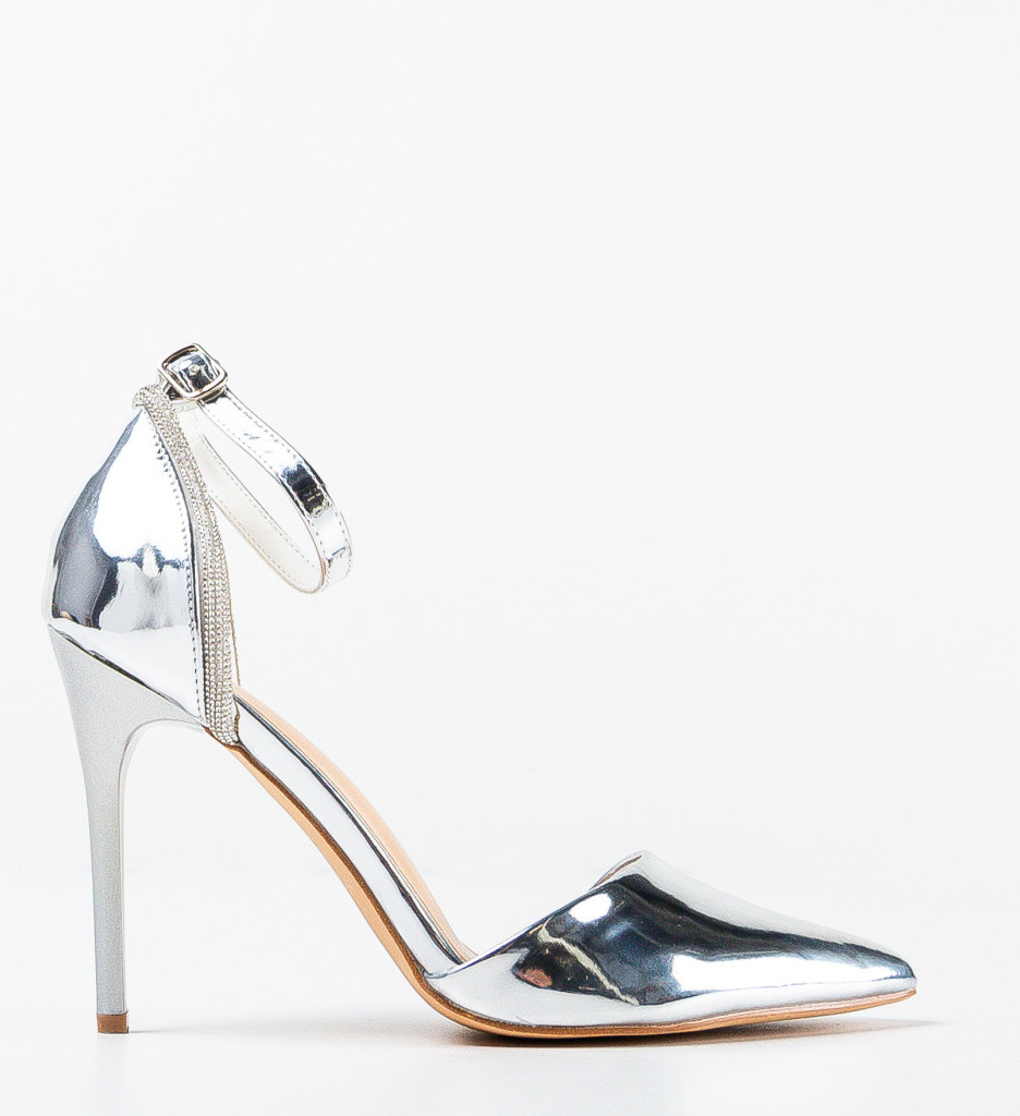 Pantofi cu Toc Eleganti Argintii | Orden - imagine 5
