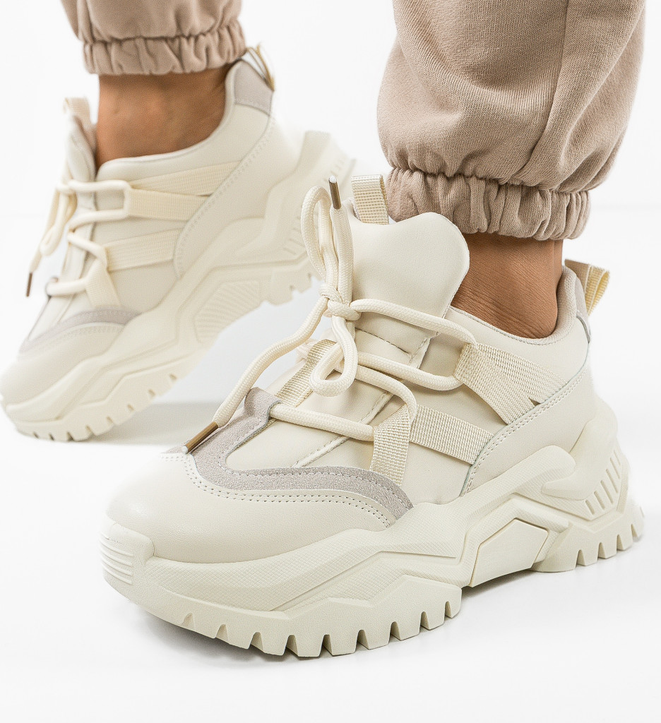 Sneakers Dama Bej Harding | Confort Zi de Zi - imagine 6