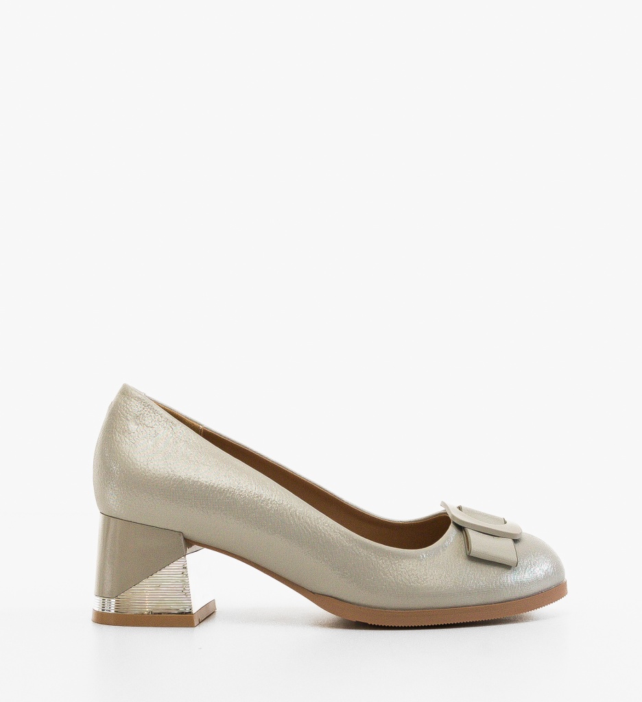 Pantofi Bushra Argintii Eleganți cu Toc - imagine 6