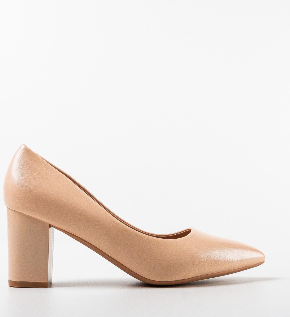 Pantofi Dama Boyleb Bej cu Toc Elegant - imagine 4