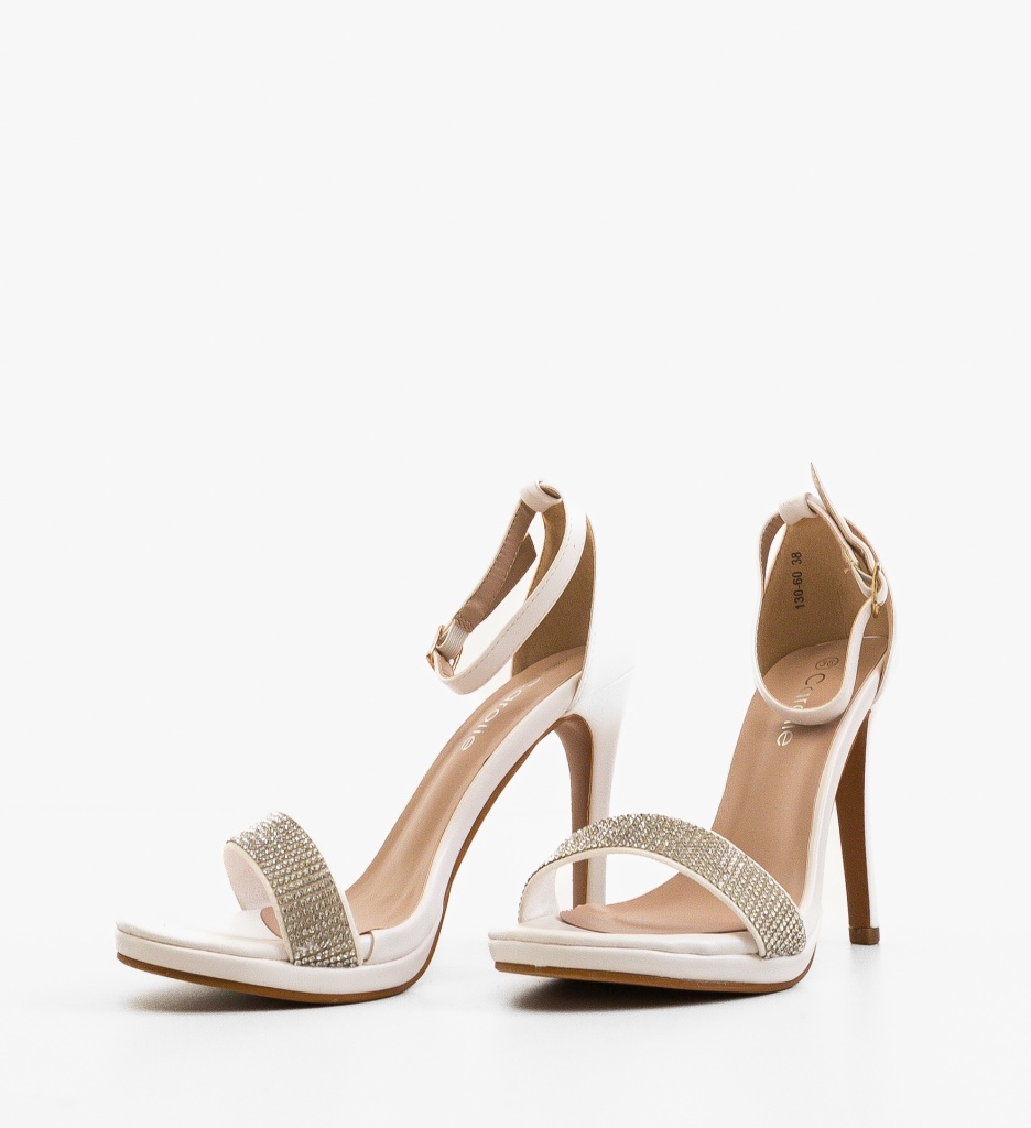 Sandale cu Toc Susie Albe | Eleganță Maximă