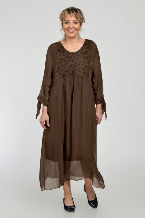Rochie Maro Lungă Mătase & Dantelă | Shopika