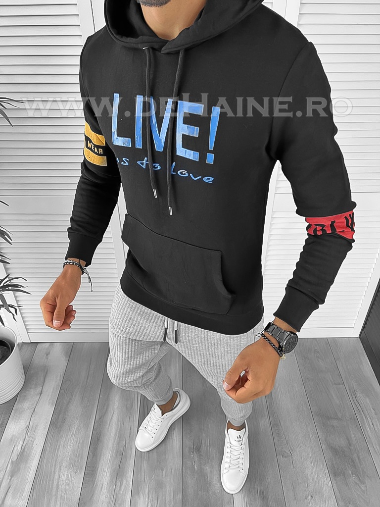 Hanorac Barbati Negru Slim Fit Modern