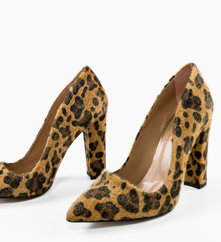 Pantofi Dama Brandan Print cu Toc Eleganți - imagine 7