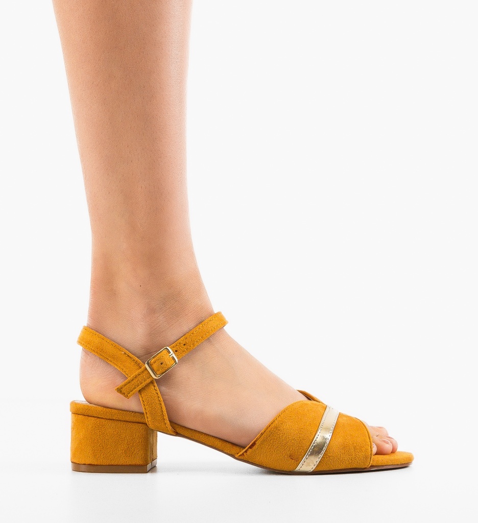 Sandale Lesa Galbene cu Toc Elegant - imagine 4