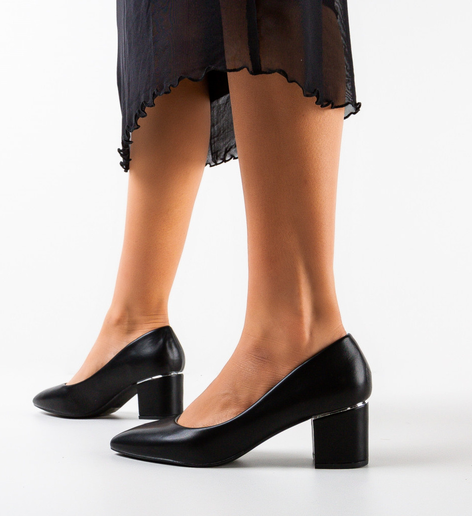 Pantofi Dama Kamile Negri cu Toc Eleganti