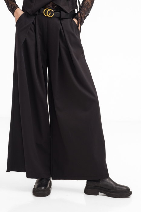 Pantaloni Dama Stofa Neagra Palazzo Shopika
