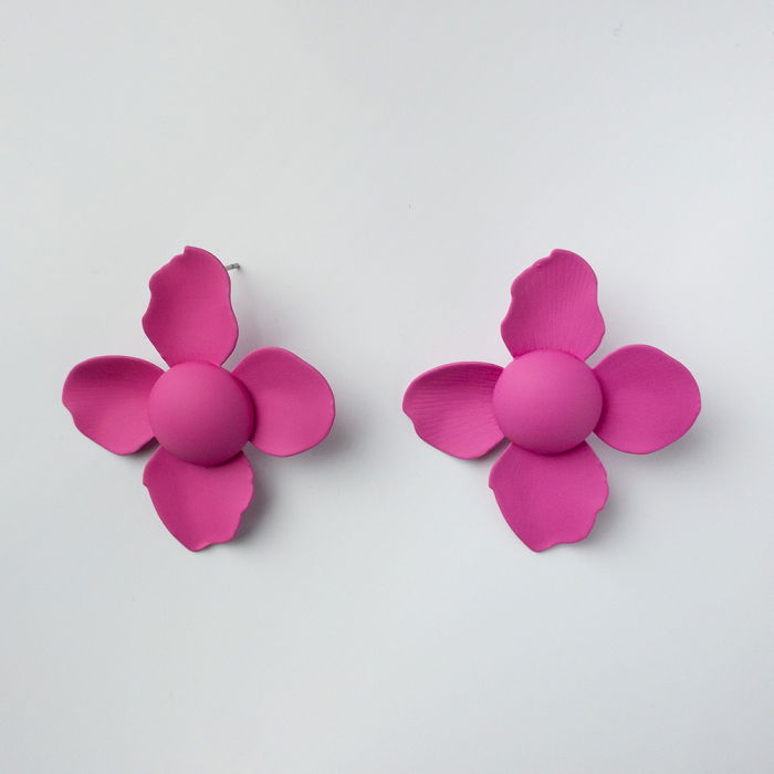 Cercei Floare Fucsia Shopika | Design Elegant
