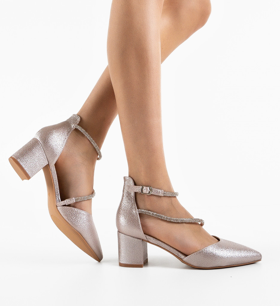 Pantofi Dama Charis Aurii cu Toc Eleganți