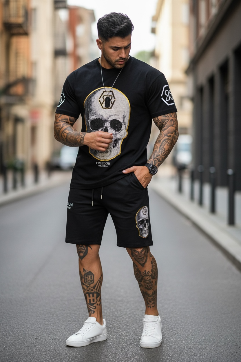 Compleu de vara tricou oversize + pantaloni negru 538 D2-3.3