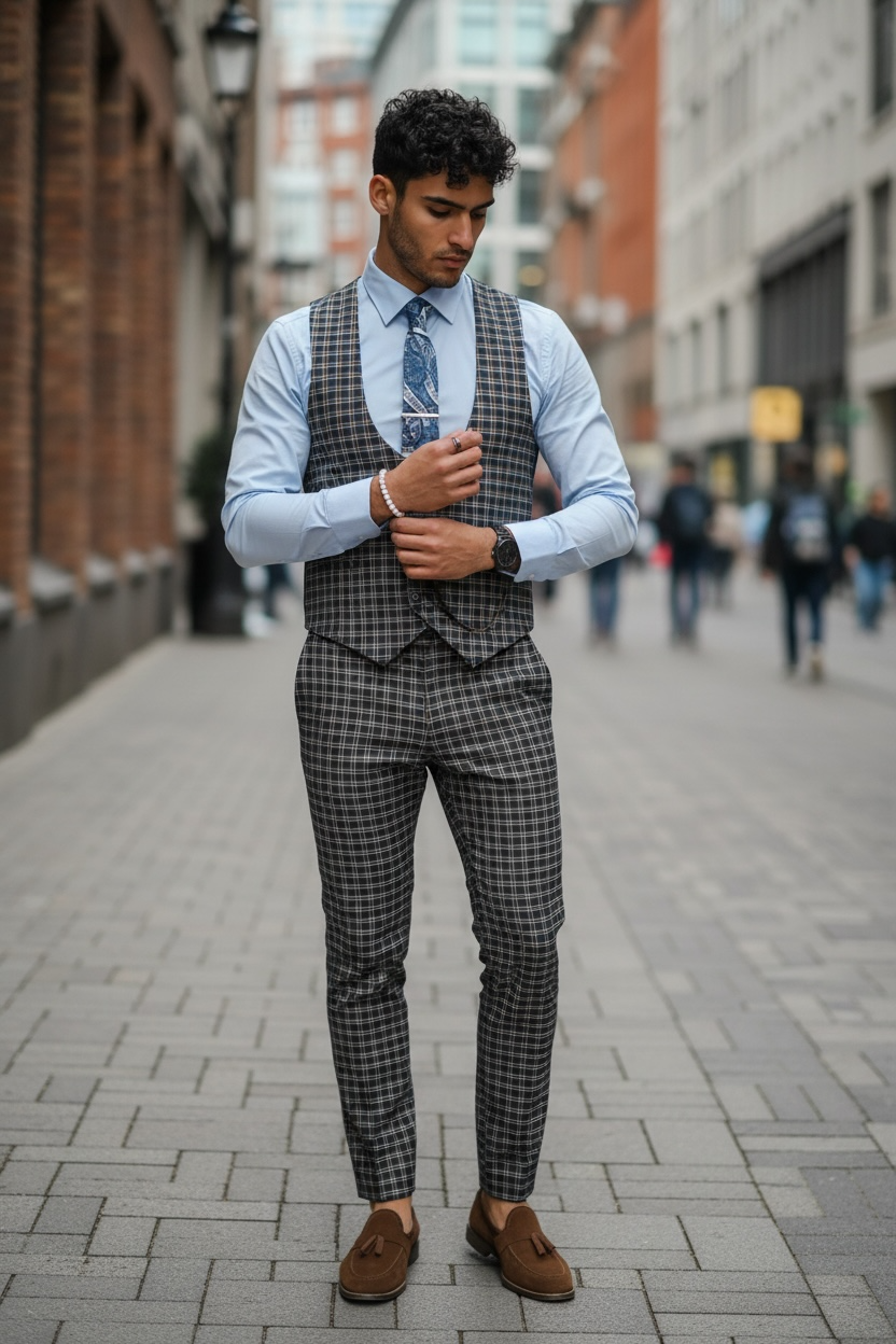 Compleu Barbati Vesta + Pantaloni Slim Fit - imagine 2