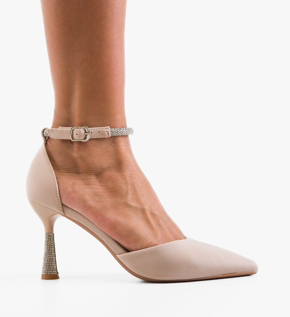 Pantofi cu toc Ydeu Bej Eleganți - imagine 6