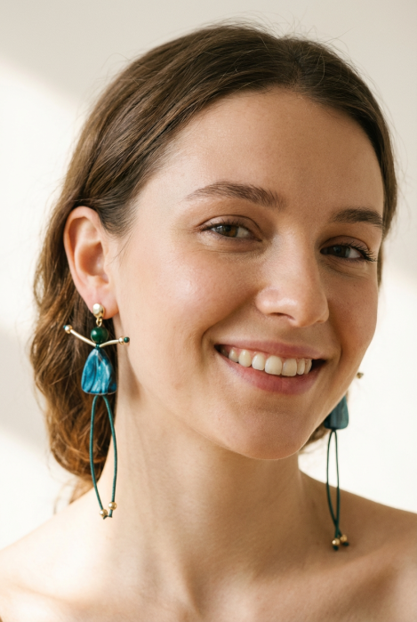 Cercei Papusica Turcoaz Shopika - Stil Elegant