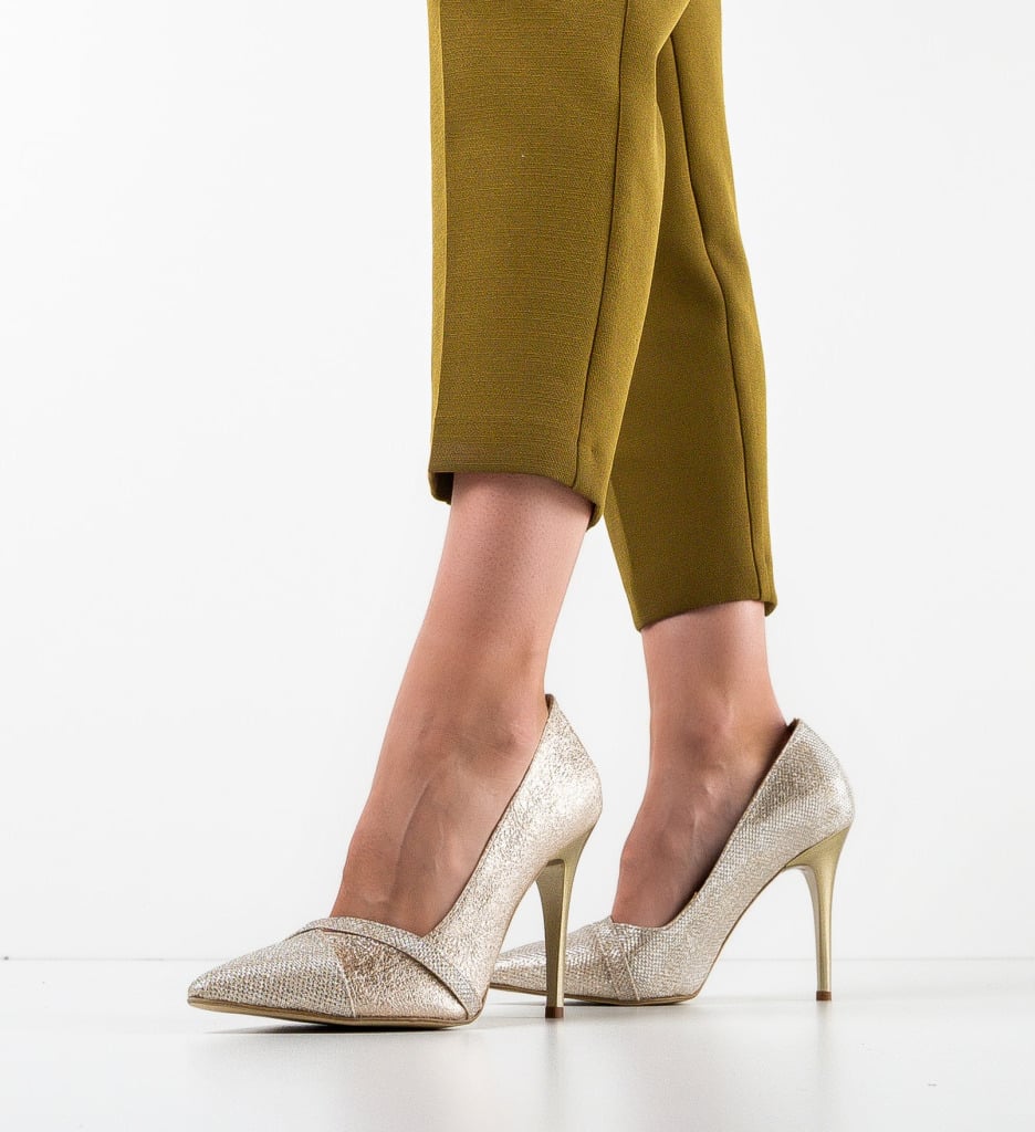 Pantofi cu Toc Grigor Aurii | Eleganță și Stil