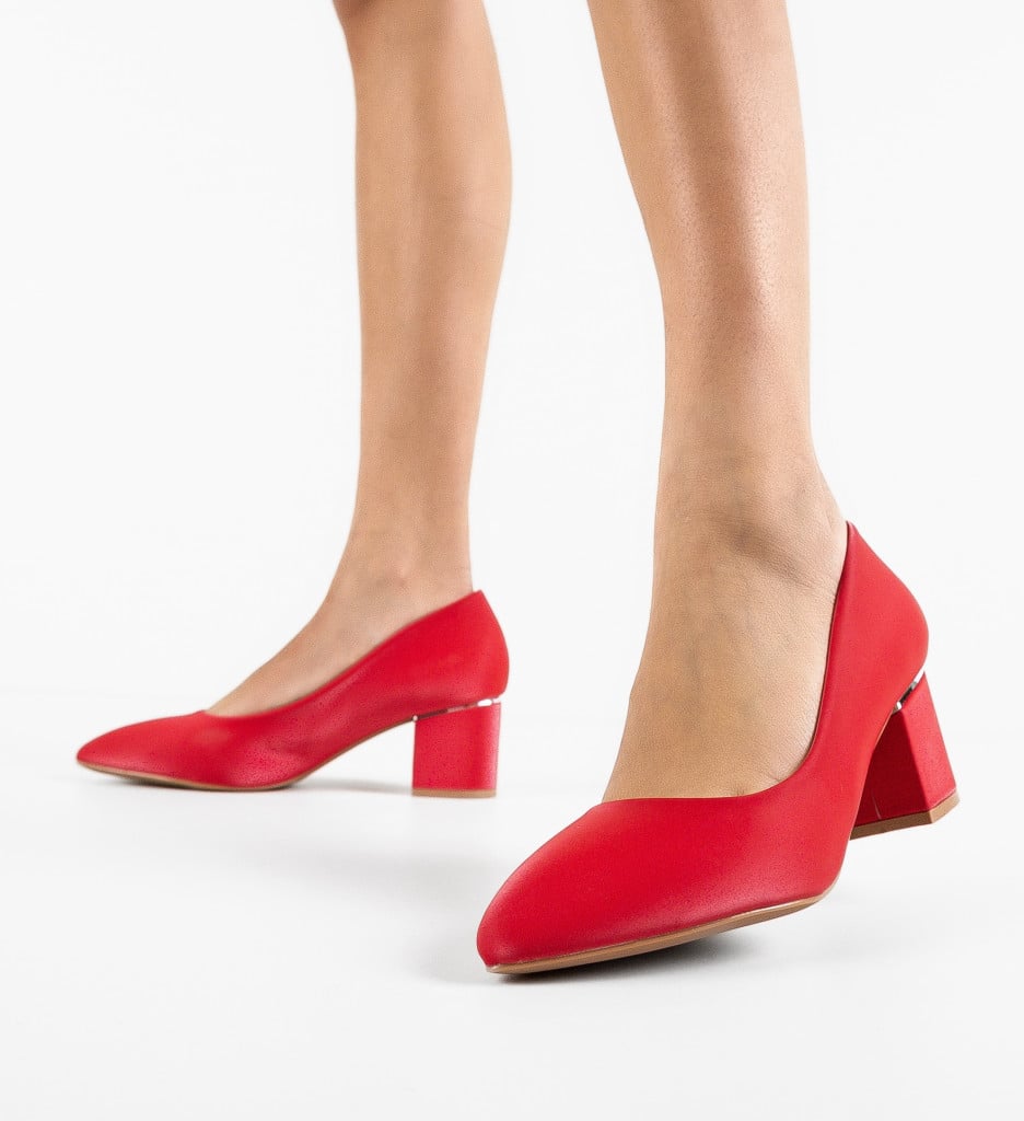 Pantofi dama Berry Rosii cu toc elegant - imagine 6