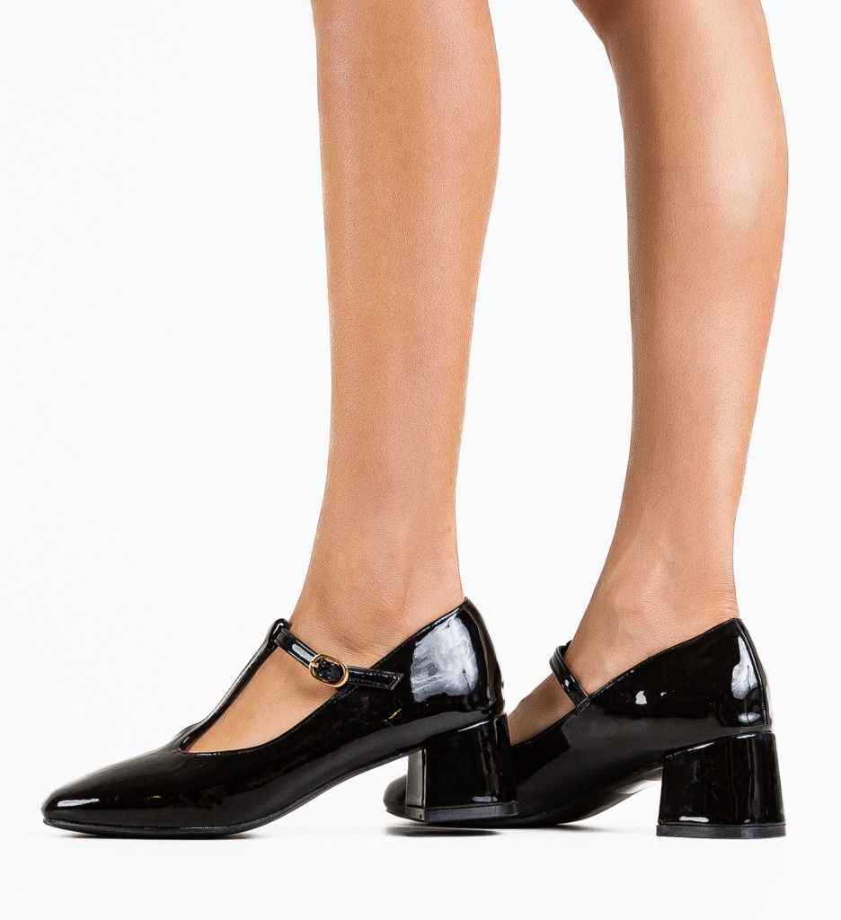 Pantofi Ketofa Negri Eleganți cu Toc - imagine 3