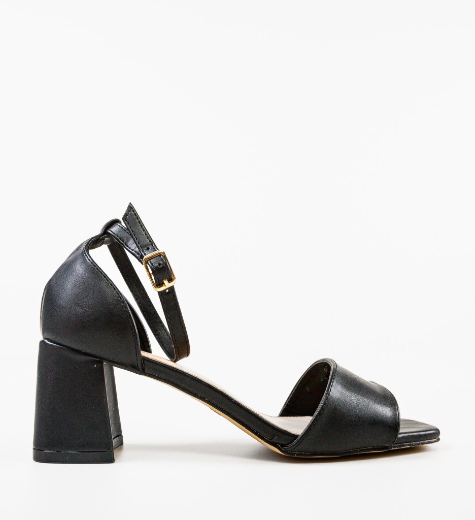 Sandale Mayare Negre cu Toc Elegant - imagine 3