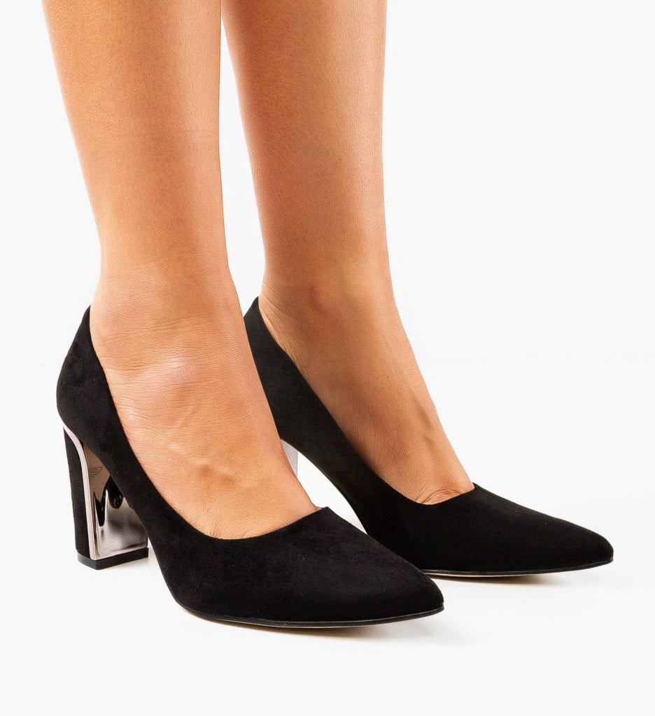 Pantofi Ayers Negri Eleganți cu Toc - imagine 4