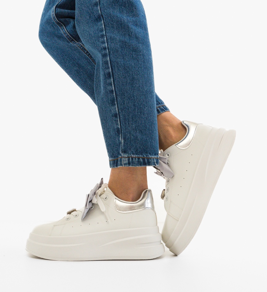Sneakers Dama Thaban Argintii - Stil si Confort - imagine 3