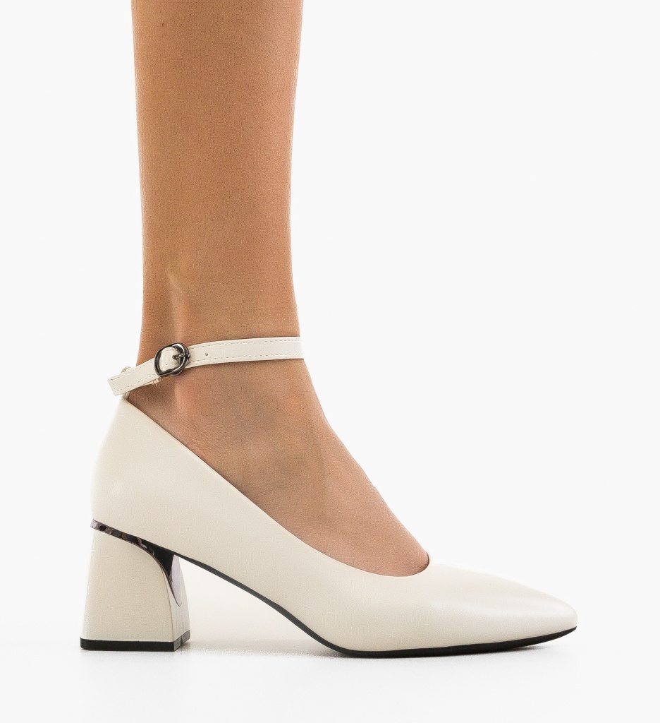 Pantofi Sakre Albi cu Toc - Eleganță și Stil - imagine 3