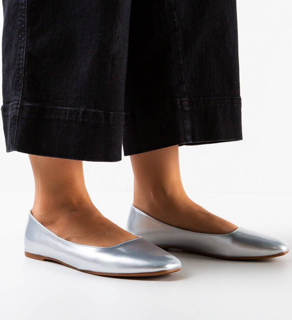 Balerini Dama Argintii Comodi | Stil Casual Elegant - imagine 3