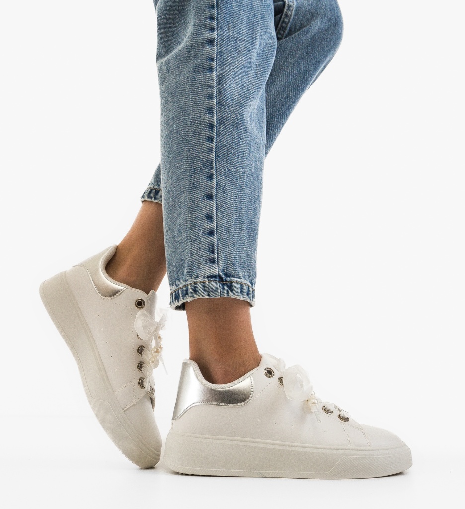 Sneakers Dama Purlam Albi - Confort și Stil