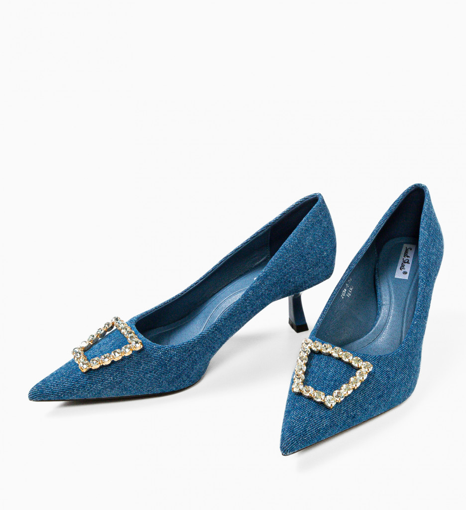 Pantofi Riya Albastri cu Toc Eleganți - imagine 5