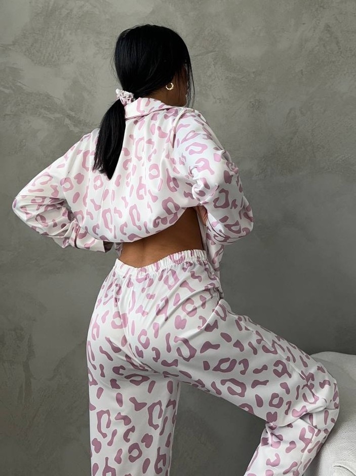 Pijama Dama Delis 2 Piese Roz Leopard - imagine 3