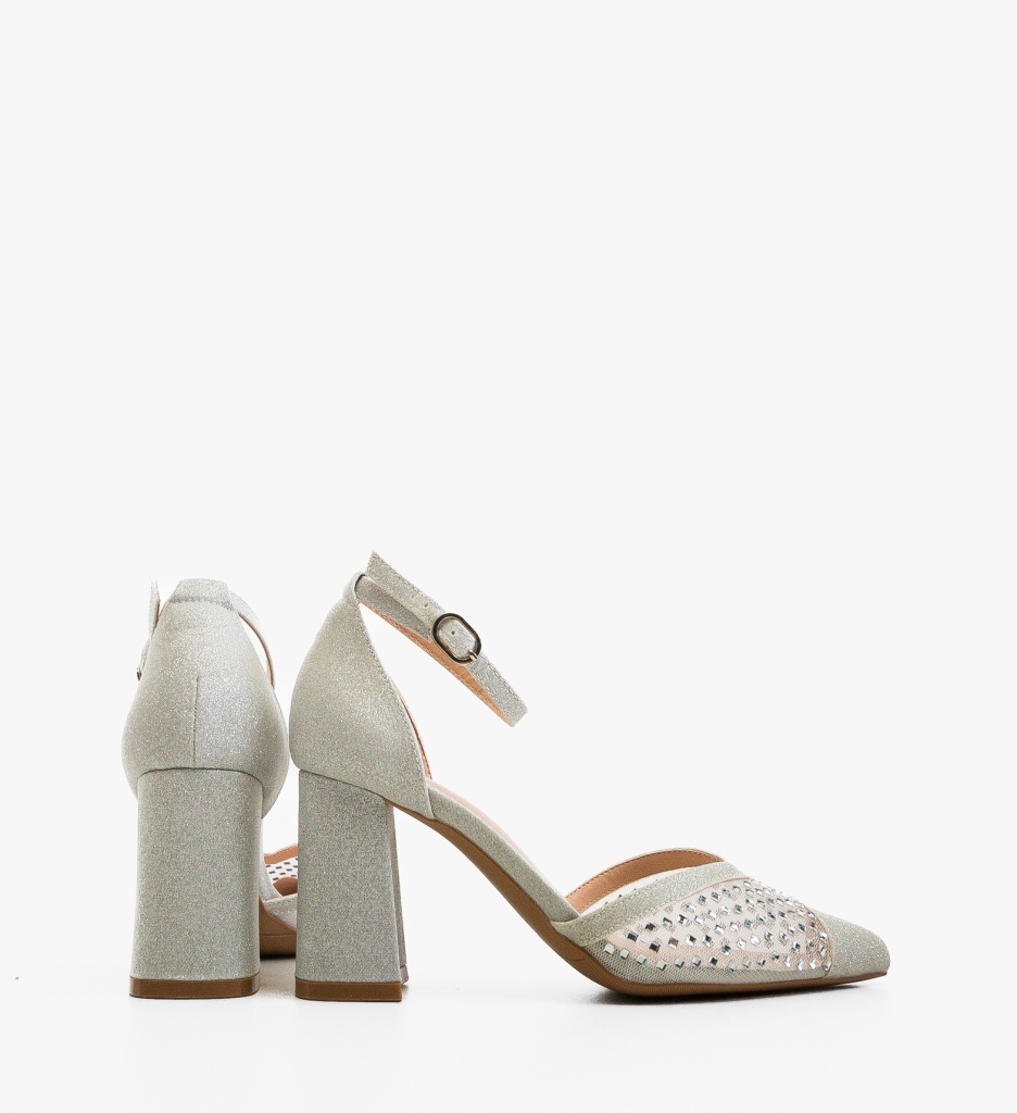 Pantofi Nanarys Argintii cu Toc Eleganți - imagine 5