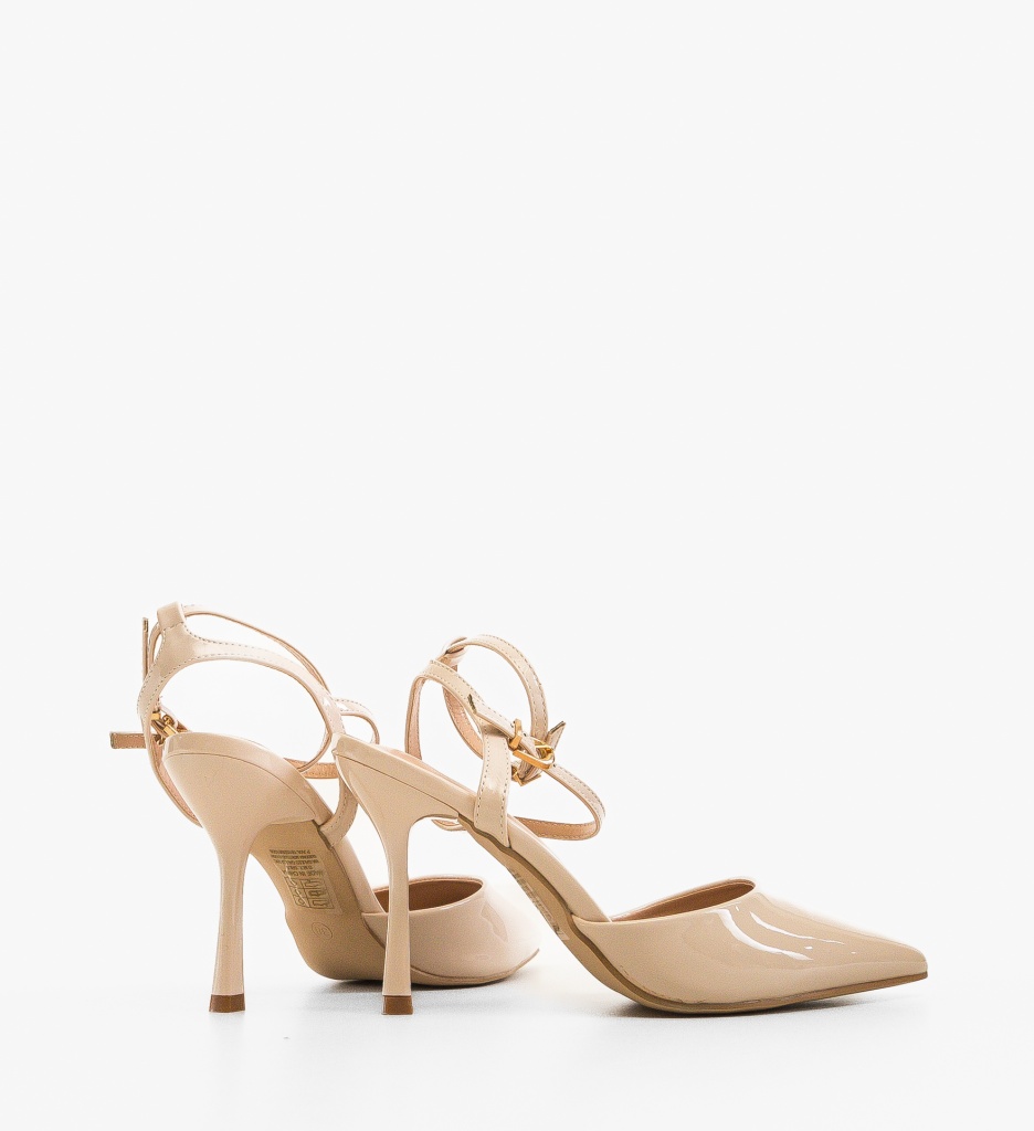 Pantofi Sureha Bej cu Toc Eleganți - imagine 3