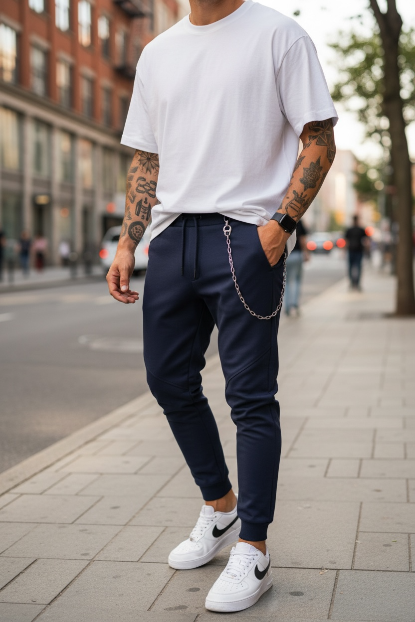 Pantaloni Trening Bleumarin Conici - Confort Modern - imagine 2
