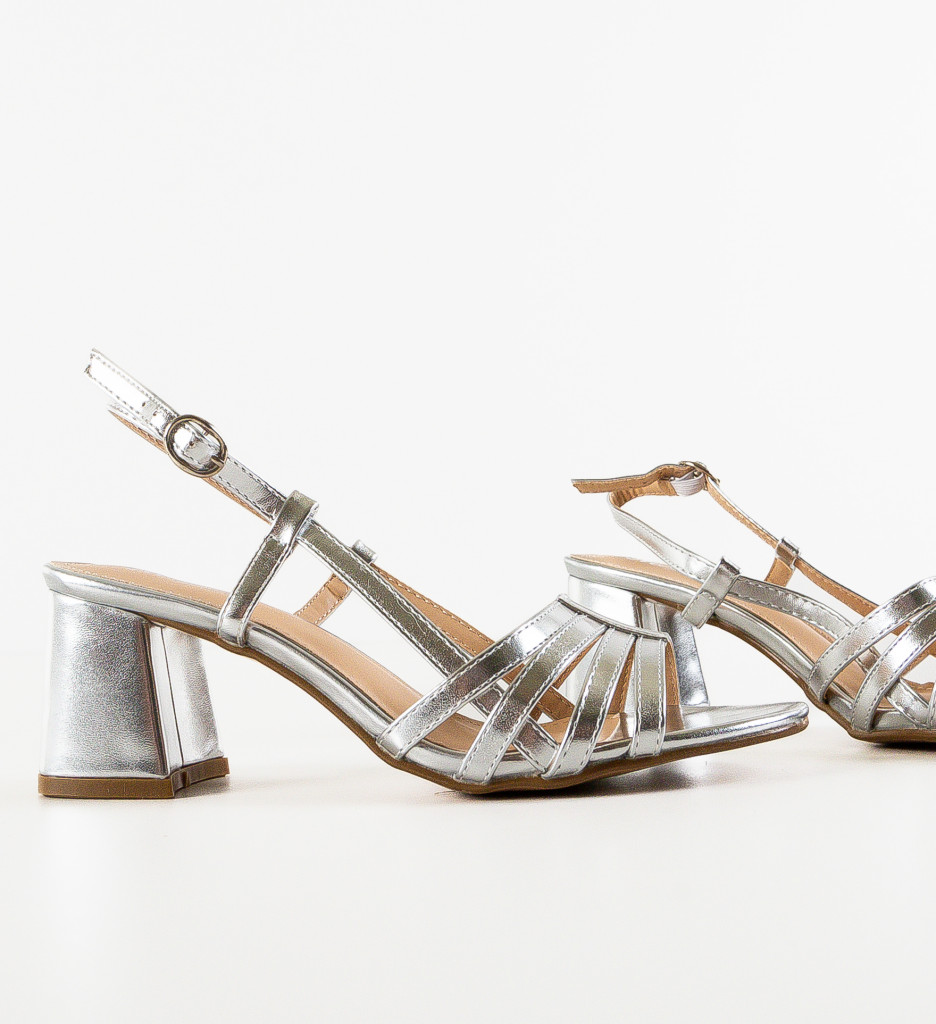 Sandale Toc Argintii Stussy | Eleganta Moderna - imagine 4